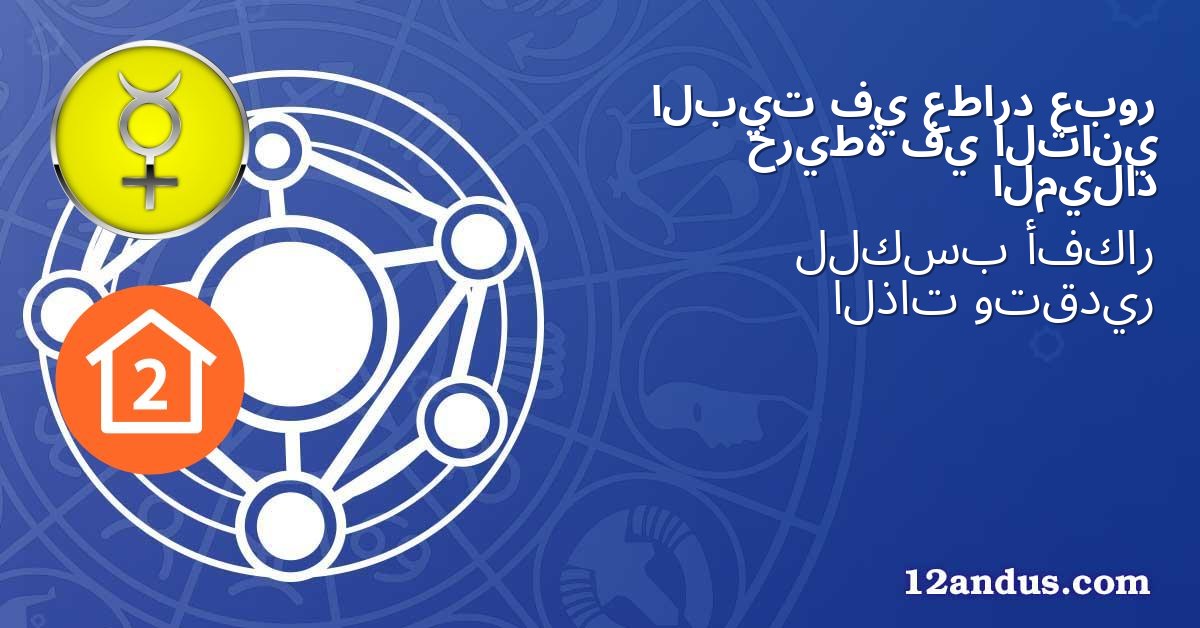 عبور عطارد في البيت الثاني في خريطة الميلاد