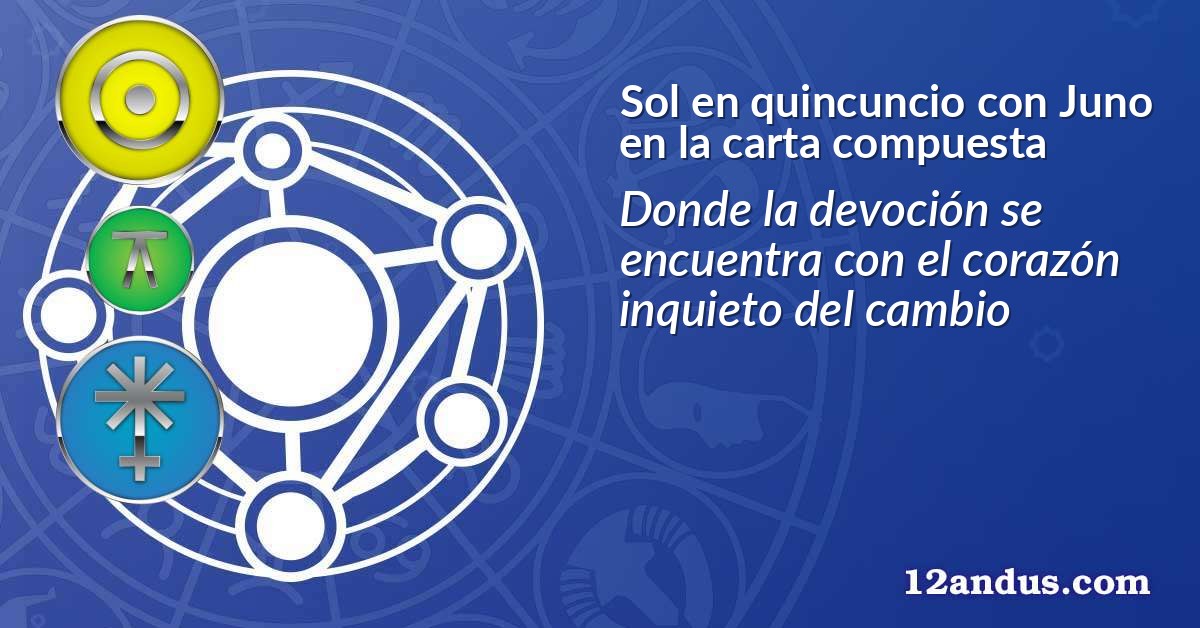 Sol en quincuncio con Juno en la carta compuesta
