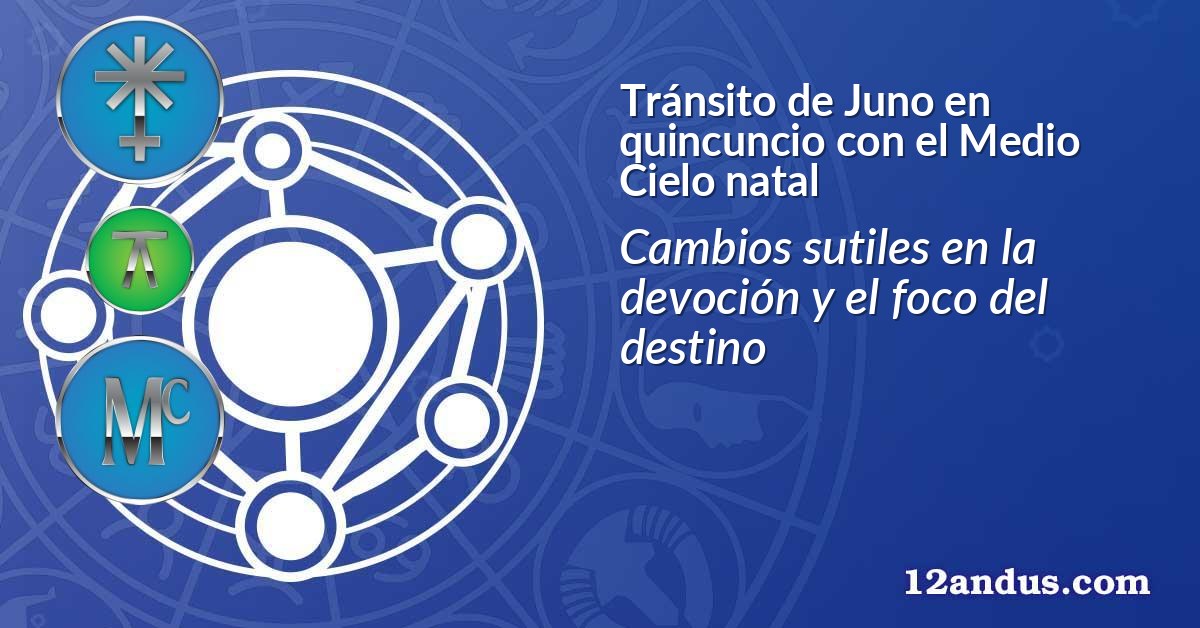 Tránsito de Juno en quincuncio con el Medio Cielo natal
