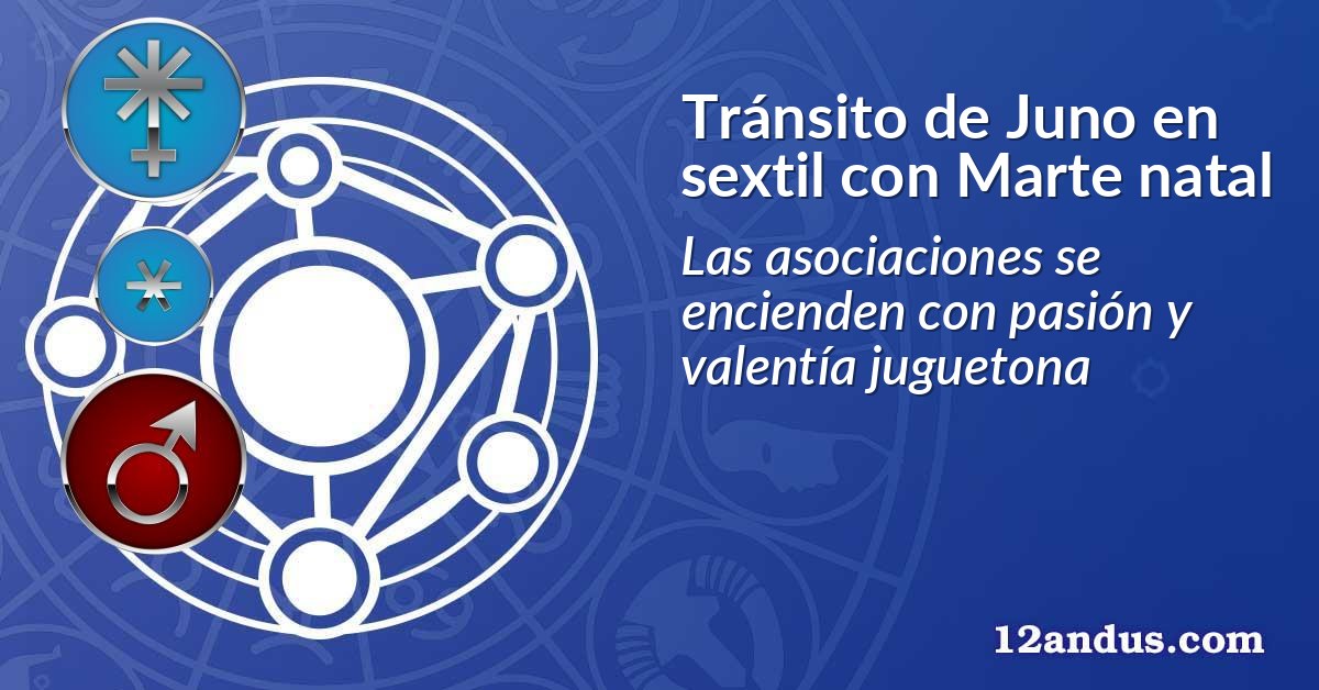 Tránsito de Juno en sextil con Marte natal