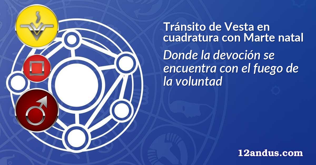 Tránsito de Vesta en cuadratura con Marte natal