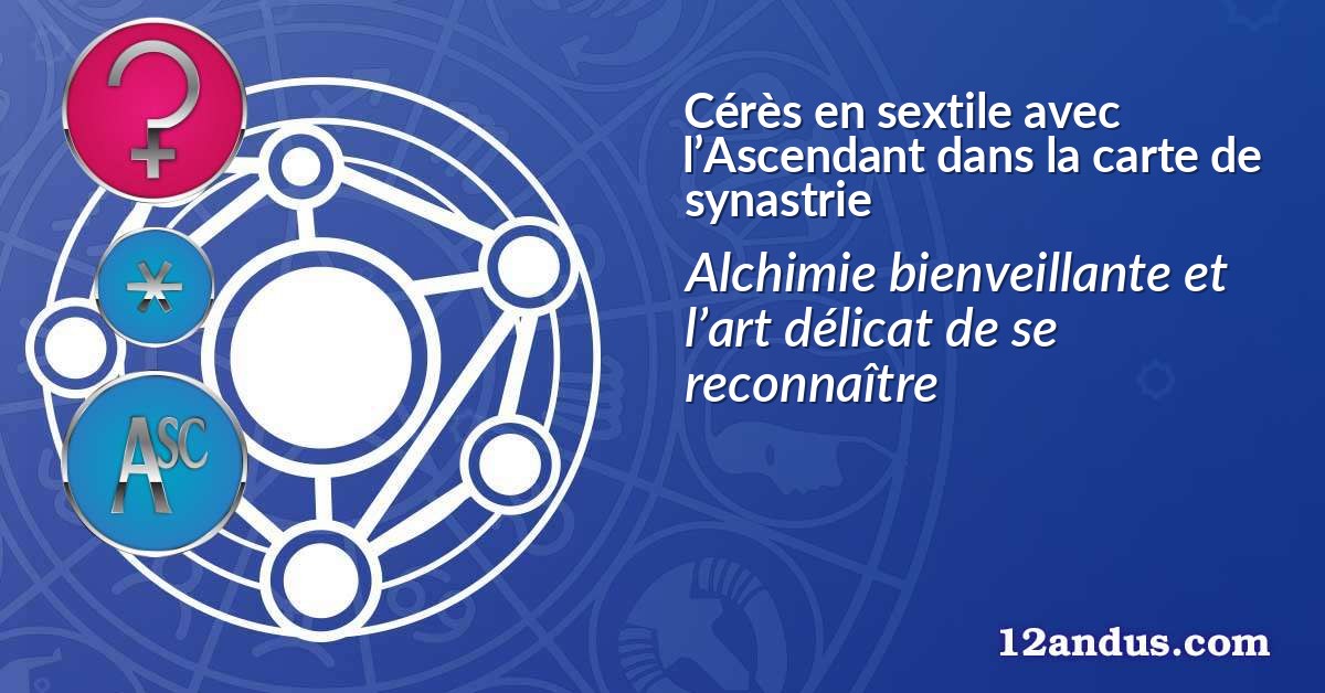 Cérès en sextile avec l’Ascendant dans la carte de synastrie