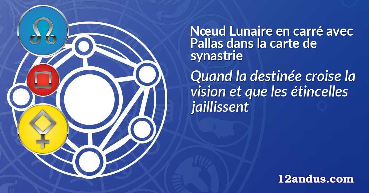N&oelig;ud Lunaire en carr&eacute; avec Pallas dans la carte de synastrie