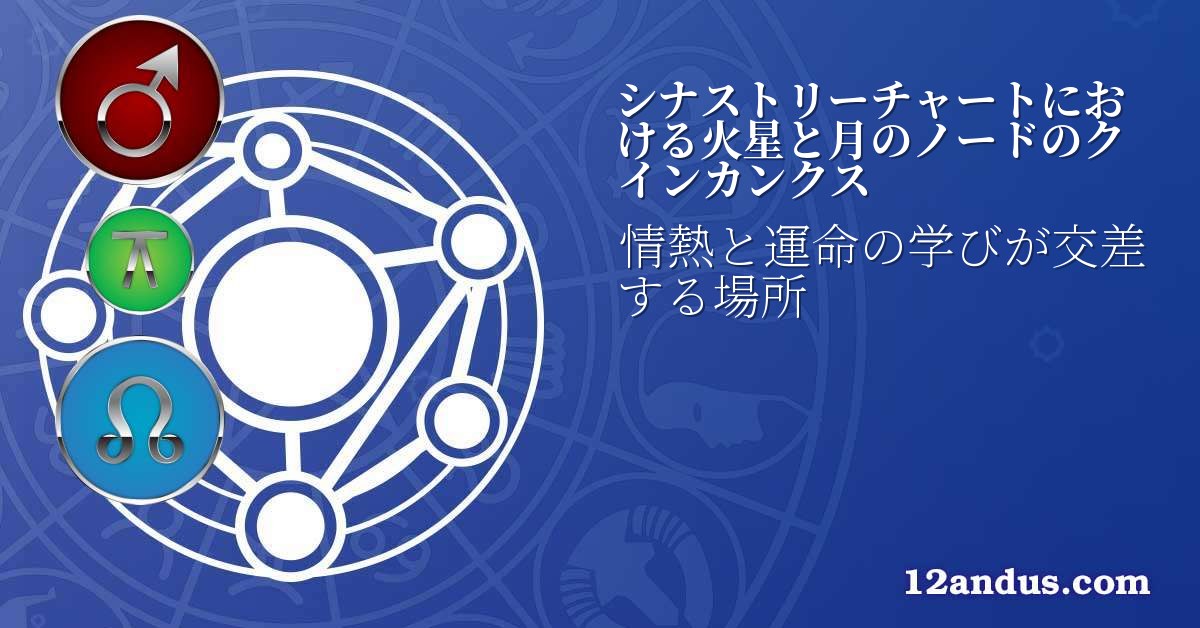 シナストリーチャートにおける火星と月のノードのクインカンクス