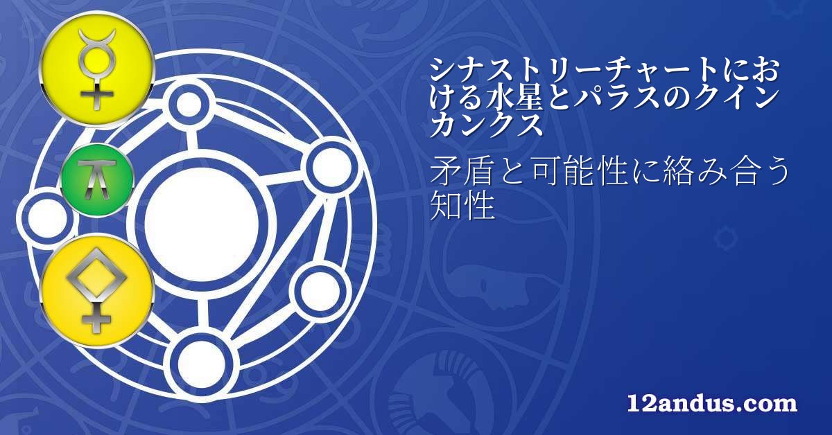 シナストリーチャートにおける水星とパラスのクインカンクス