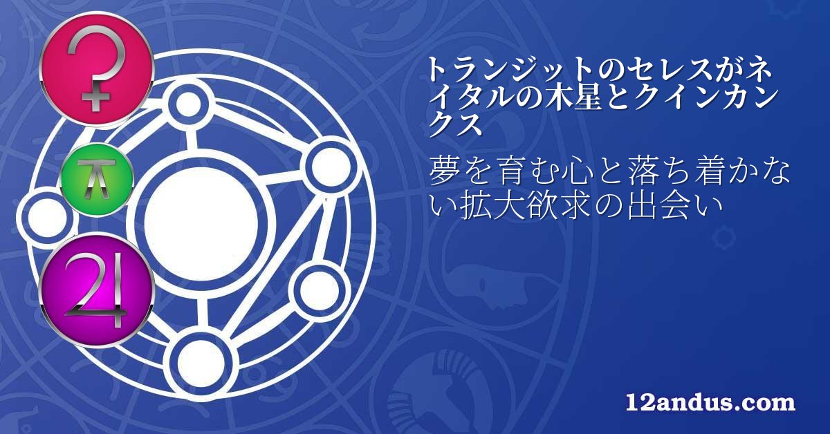 トランジットのセレスがネイタルの木星とクインカンクス