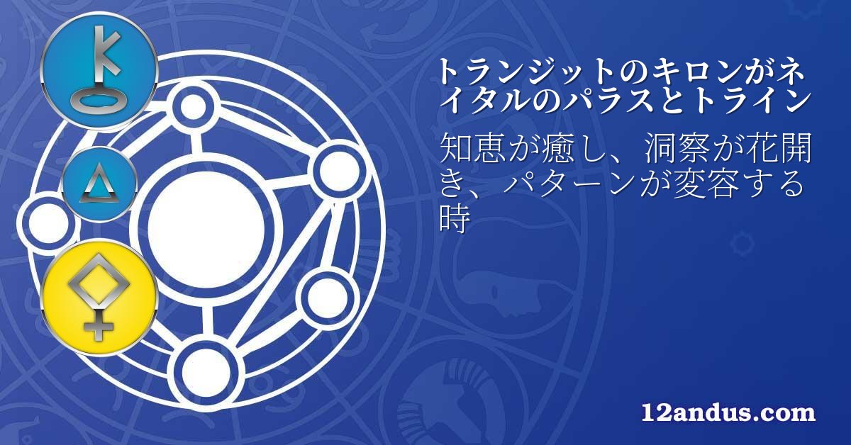 トランジットのキロンがネイタルのパラスとトライン