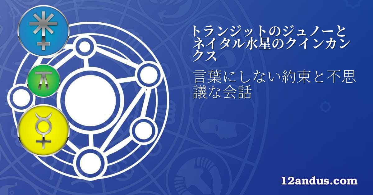 トランジットのジュノーとネイタル水星のクインカンクス