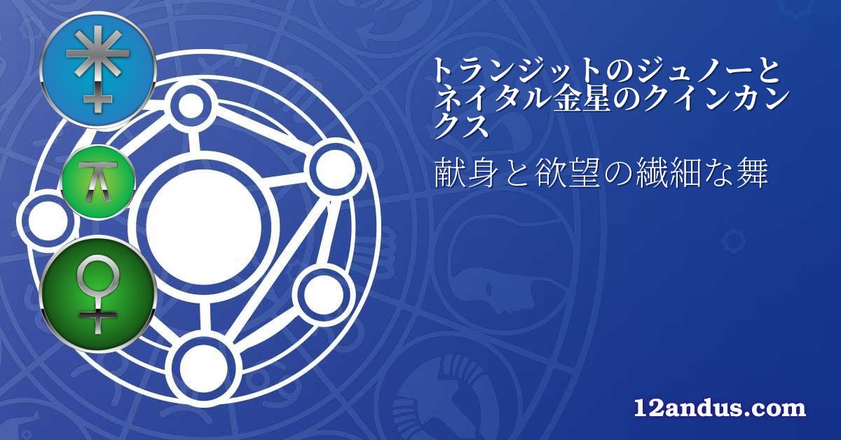 トランジットのジュノーとネイタル金星のクインカンクス