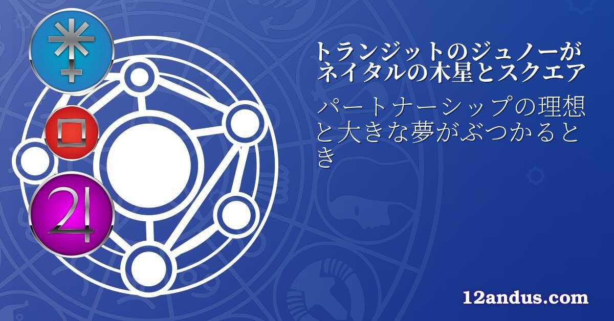 トランジットのジュノーがネイタルの木星とスクエア