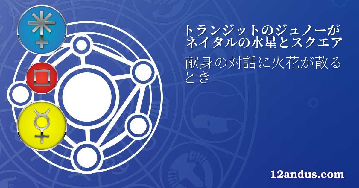 トランジットのジュノーがネイタルの水星とスクエア