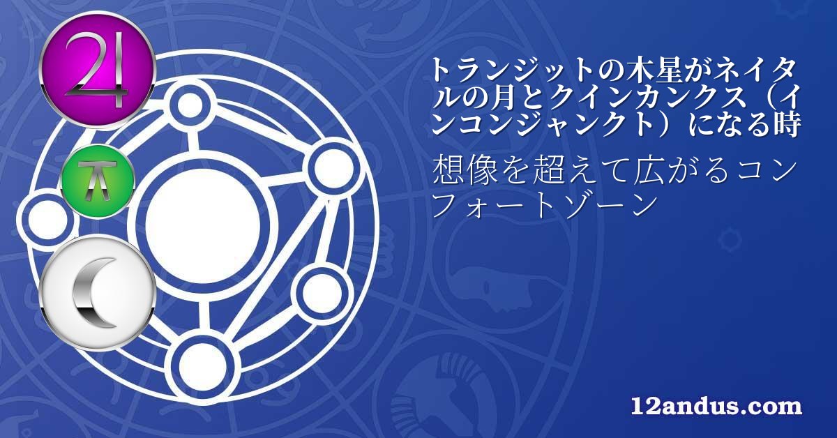 トランジットの木星がネイタルの月とクインカンクス(インコンジャンクト)になる時