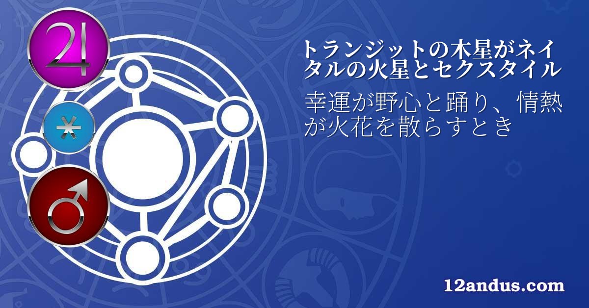 トランジットの木星がネイタルの火星とセクスタイル