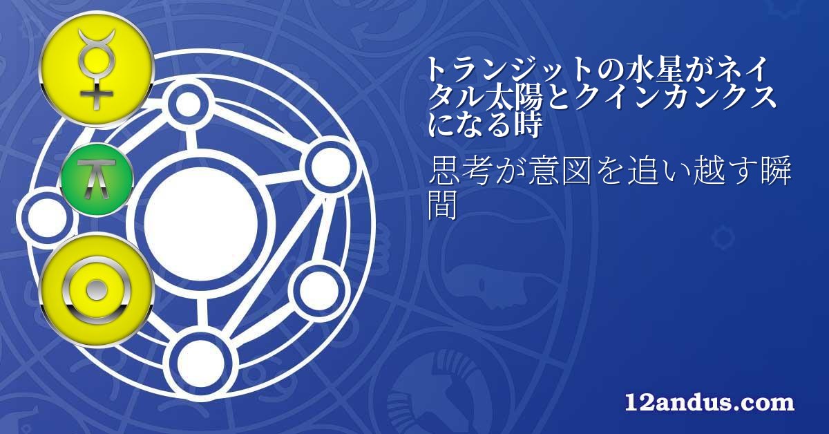 トランジットの水星がネイタル太陽とクインカンクスになる時