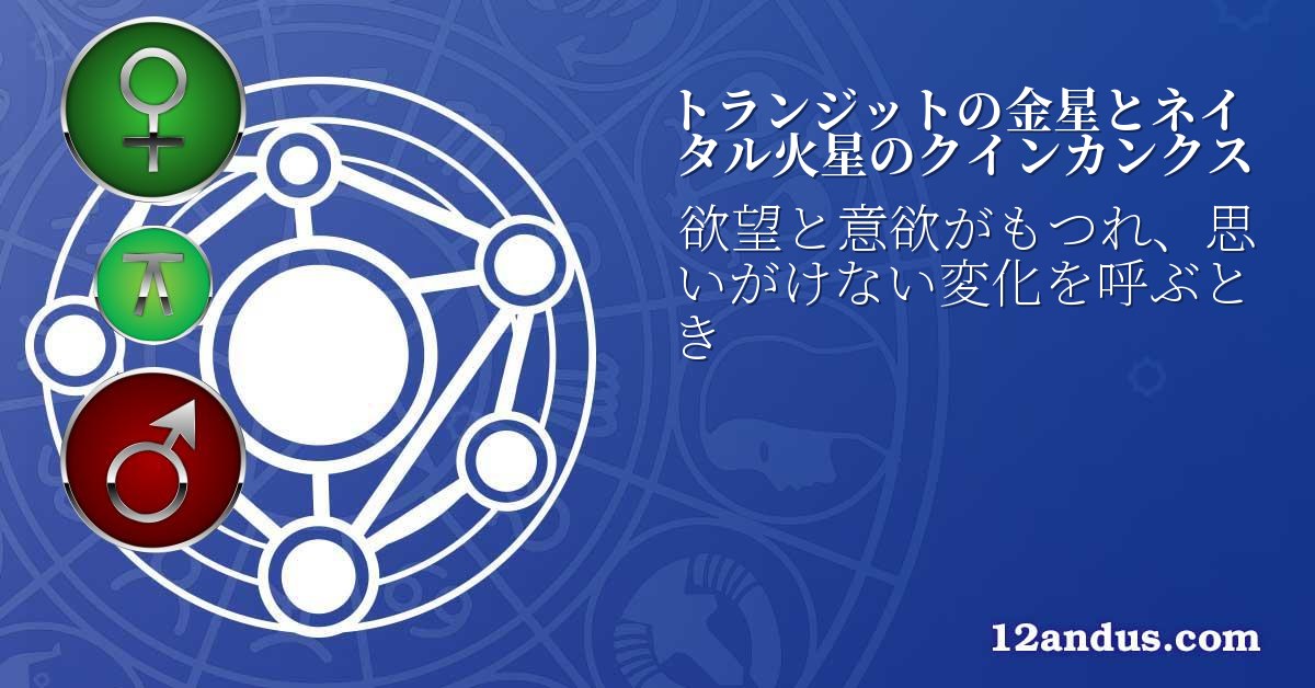 トランジットの金星とネイタル火星のクインカンクス