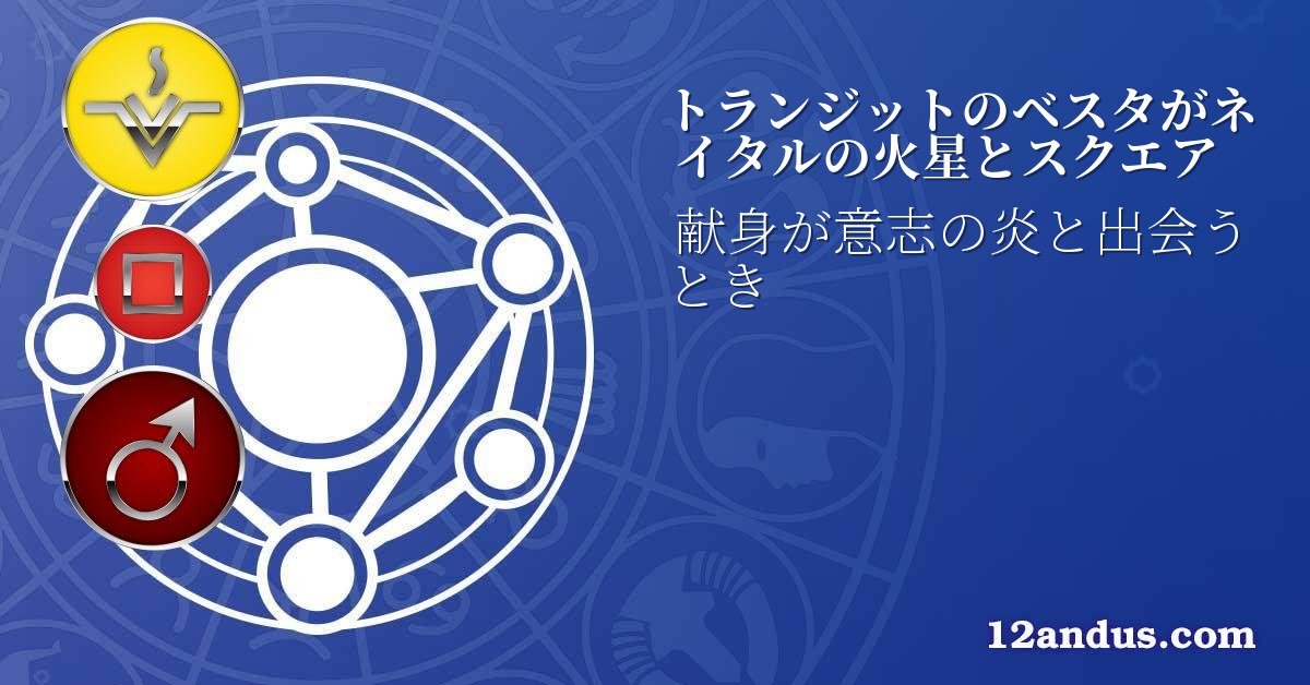 トランジットのベスタがネイタルの火星とスクエア