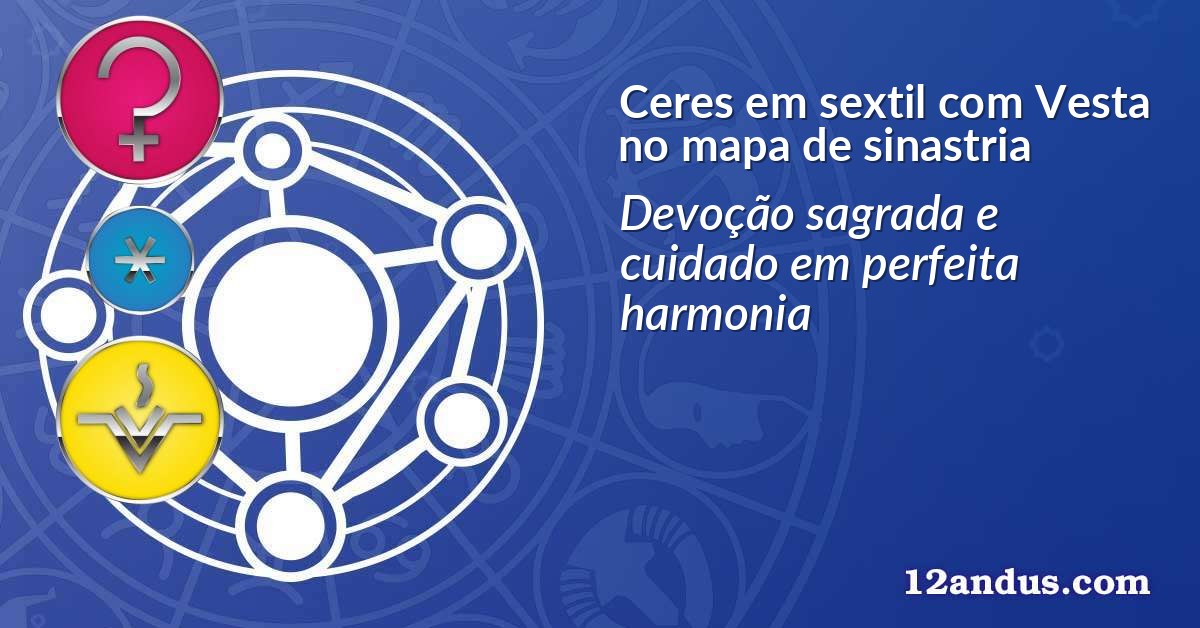 Ceres em sextil com Vesta no mapa de sinastria
