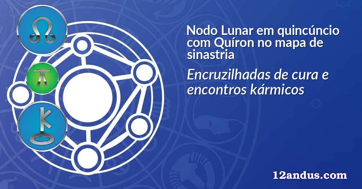 Nodo Lunar em quinc&uacute;ncio com Qu&iacute;ron no mapa de sinastria