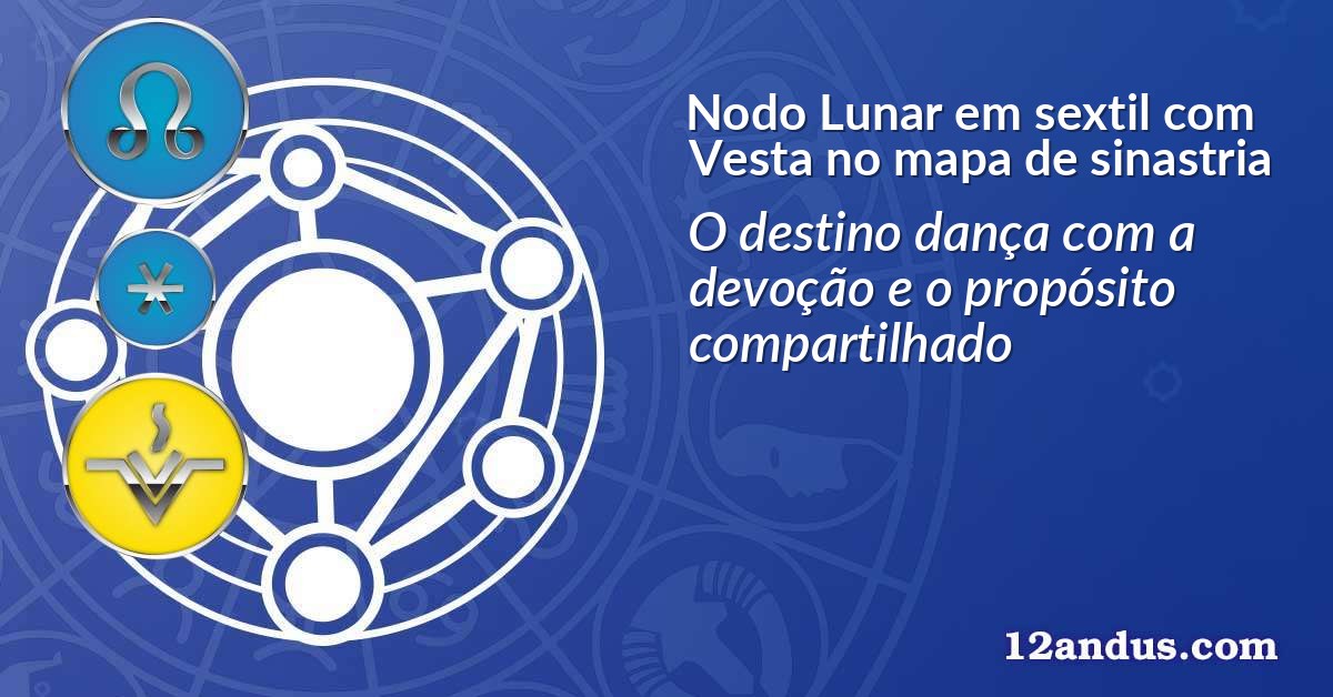 Nodo Lunar em sextil com Vesta no mapa de sinastria