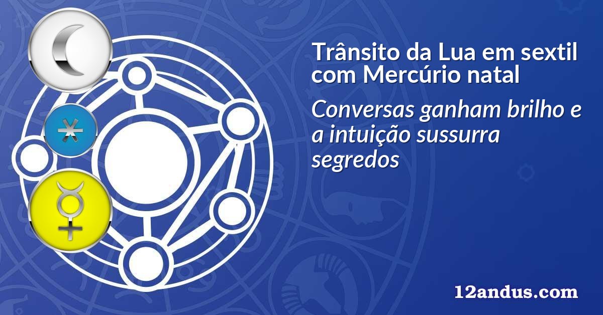 Trânsito da Lua em sextil com Mercúrio natal