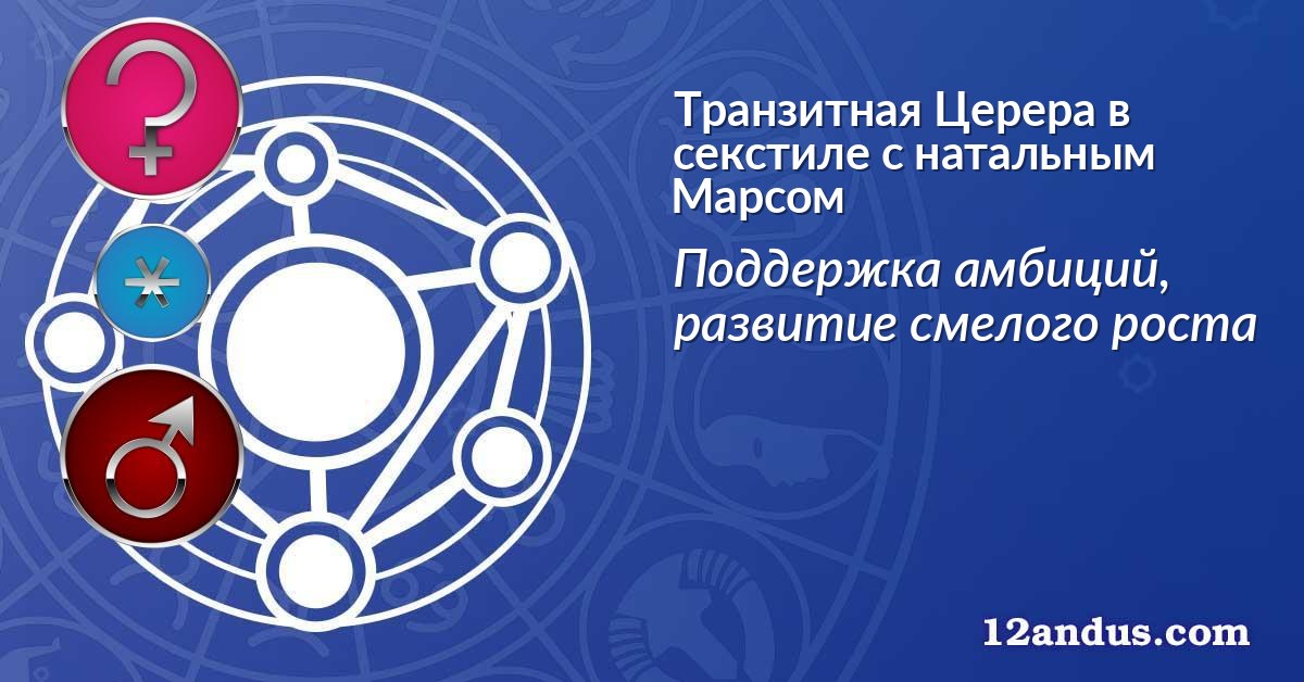 Транзитная Церера в секстиле с натальным Марсом