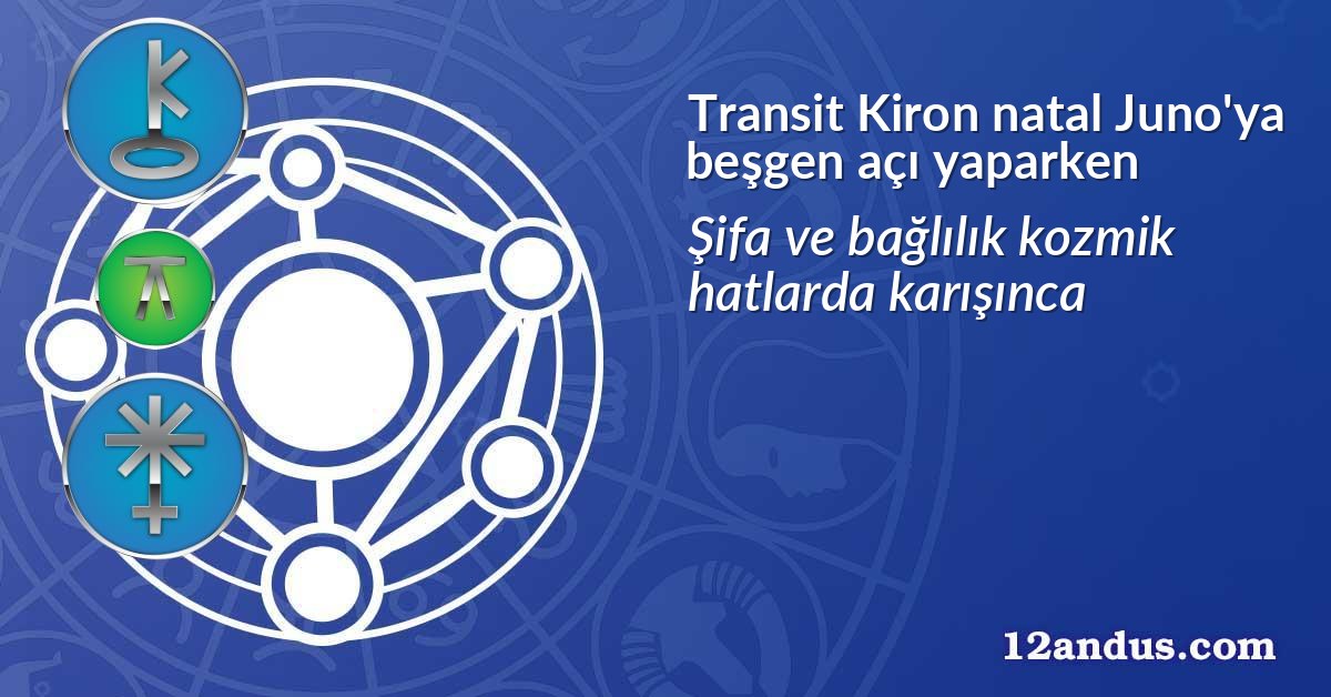 Transit Kiron natal Juno'ya beşgen açı yaparken