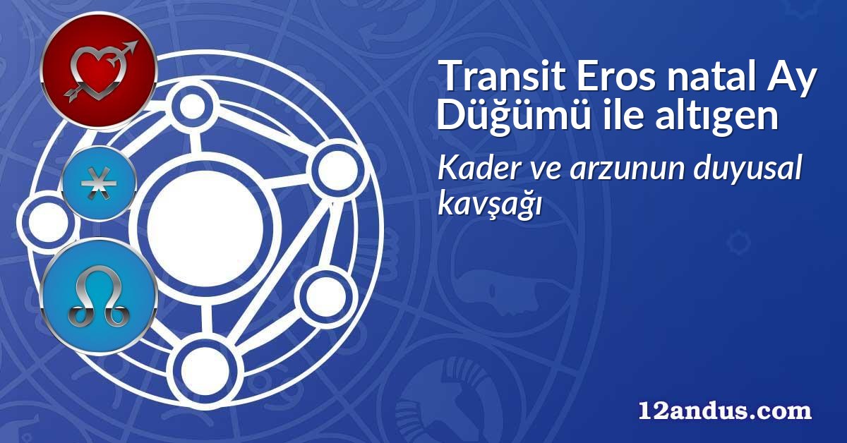 Transit Eros natal Ay D&uuml;ğ&uuml;m&uuml; ile altıgen