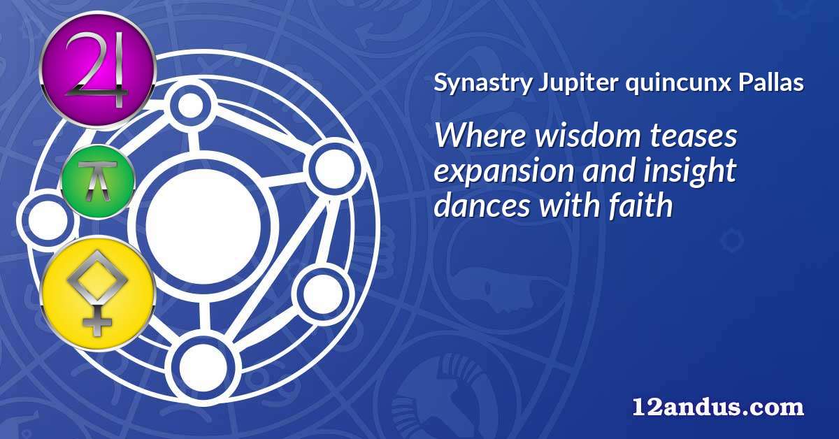 Jupiter quincunx Pallas in the synastry chart