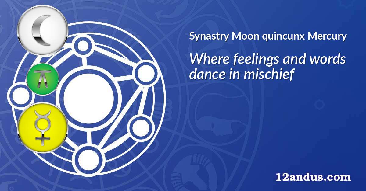 Moon quincunx Mercury in the synastry chart