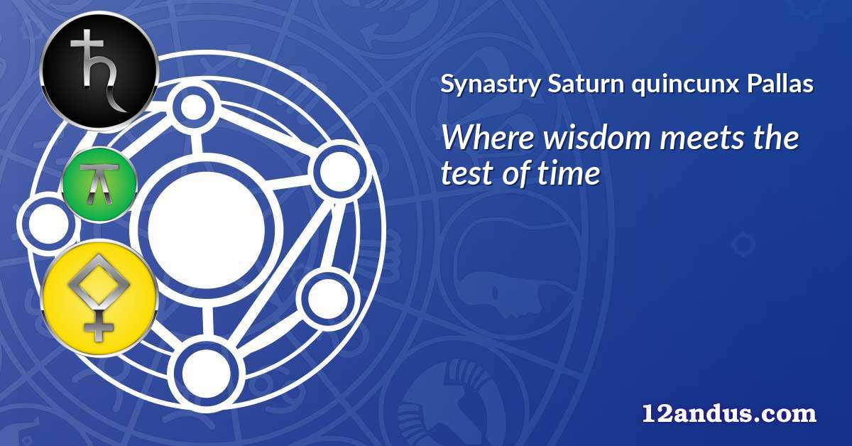 Saturn quincunx Pallas in the synastry chart